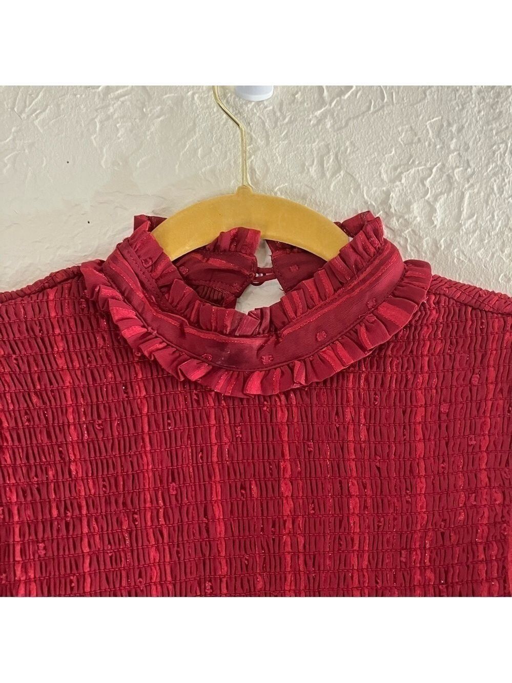 Lulu’s Cheerful Charmer Wine Red Lurex Long Sleeve Mini Dress - Picture 5 of 13